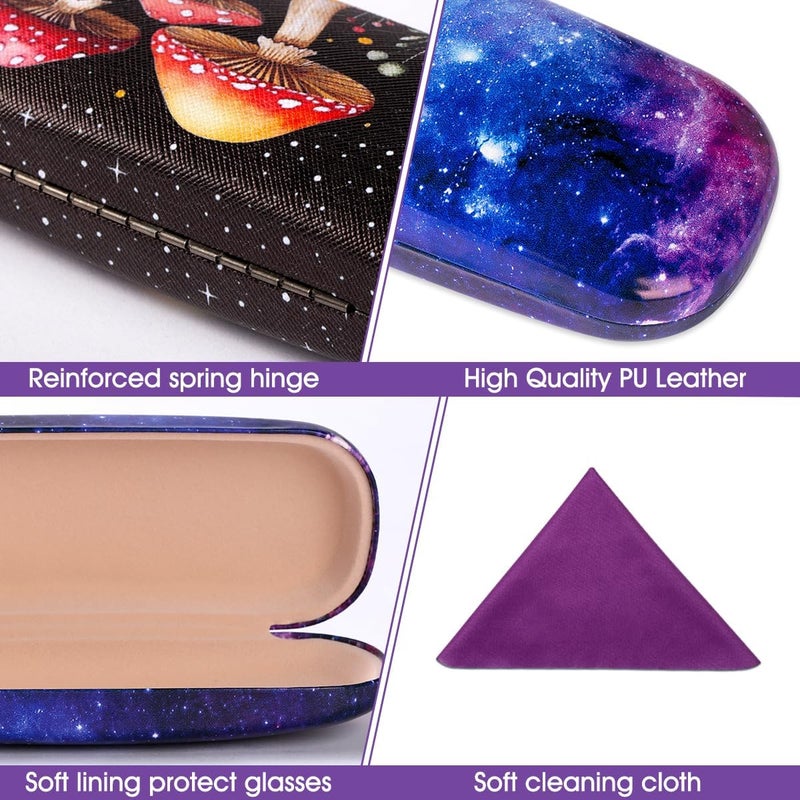 PERFECTSIGHT Store Hard Shell Eyeglasses Case, PU Leather Protective Glasses Case, Cute Eyeglass Case for Women Men Girls - Image 3